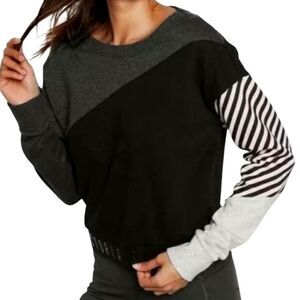 Victorias Secret Sport Crop Sweater black grey color block size XL